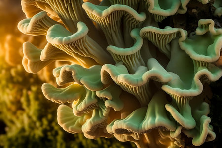 a close up of a bunch of mushroomsの素材