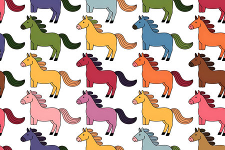 a pattern with horses on a white backgroundの素材