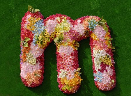 flowers alphabet "M" in the gardens の写真素材