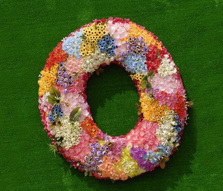 flowers alphabet "O" in the gardens の写真素材