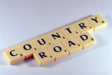 country road letters on the table の写真素材