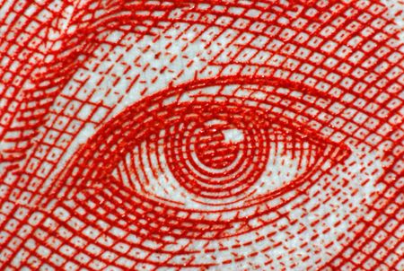 human eye on the paperの写真素材