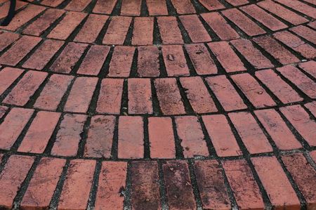 red bricks on the floor in the parks の写真素材