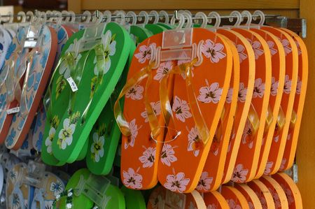 sandals display at the store                             の写真素材