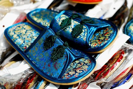 colorful shoes on display at the store の写真素材