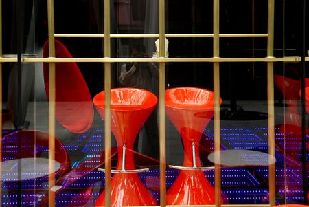 colorful table and chair in the shopの写真素材