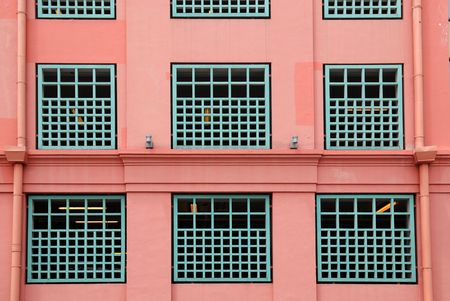 colorful old house and window in the cityの写真素材