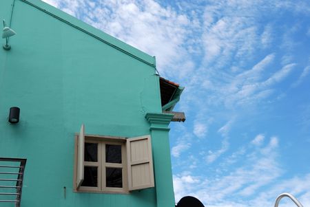 colorful old house and window in the city
