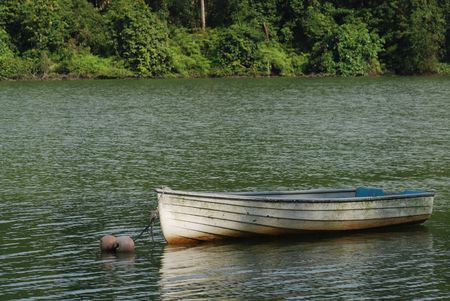 boat at the reservoirの写真素材