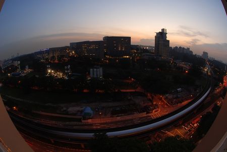 night scene of building in the eveningの写真素材