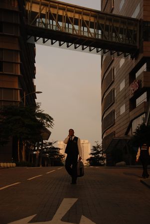 modern building and sunrise in the cityの写真素材