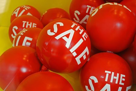 sale and balloon in the shopping centerの写真素材