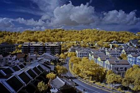 modern housing and sky in the cityの写真素材