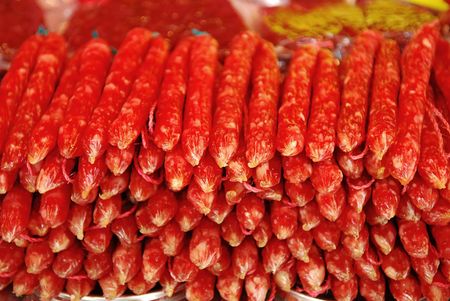 Chinese sausage in the storeの写真素材