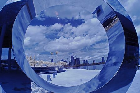 reflection and cityscapeの写真素材