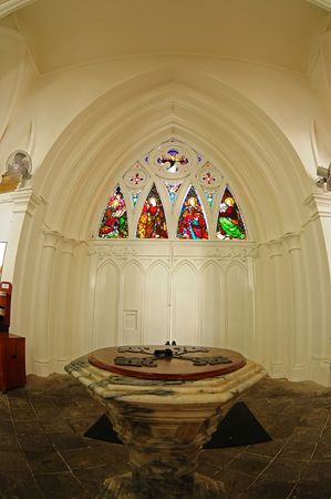 ancient church in the townの写真素材