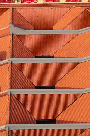 red roof top of housesの写真素材