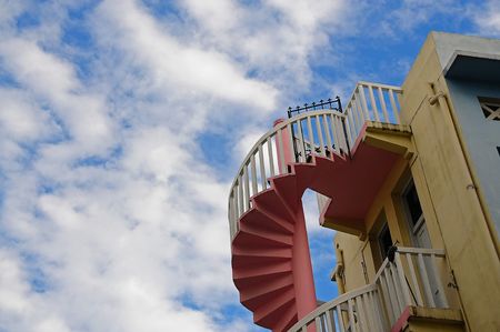 colorful spiral stair case