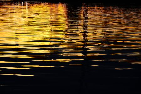 golden sun light in the ponds