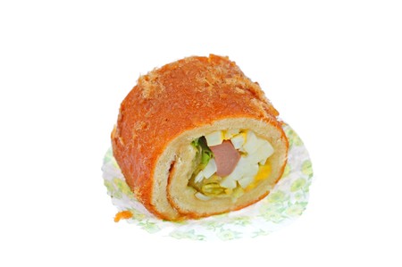 egg and sausage spring roll isolation objectの写真素材