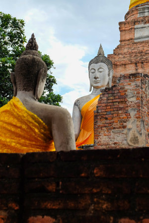 the Ayutthaya temple in thailandの写真素材