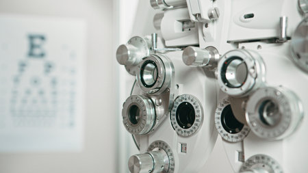 Close-Up Image of an Optometry Equipment in a Modern Clinicの写真素材