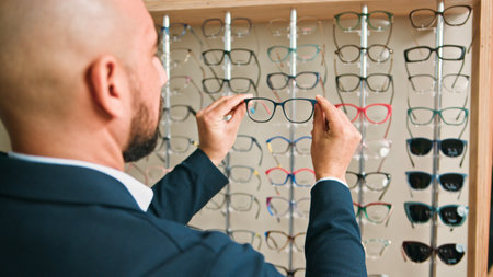 Optometrist Displaying Eyewear Selection in a Modern Spectacle Store