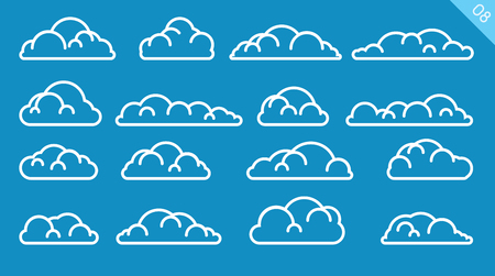 Set of cartoon clouds on blue backgroundのイラスト素材