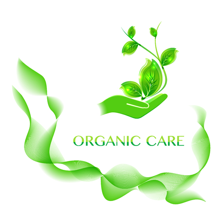 Sprout in a hand sign of environmental protection, logo concept vector illustrationのイラスト素材