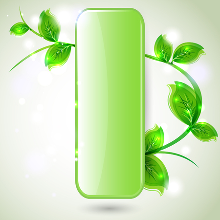 Branch with fresh green leaves - vector eco designのイラスト素材