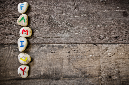 family on the stone の写真素材