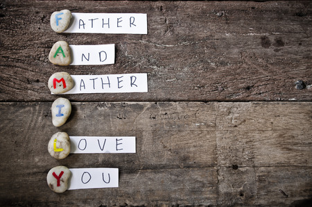 family on the stone の写真素材