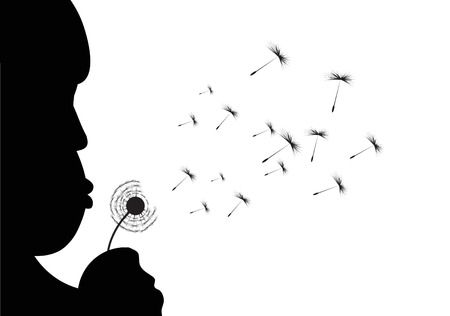 Vector dandelion seeds blown in the windのイラスト素材