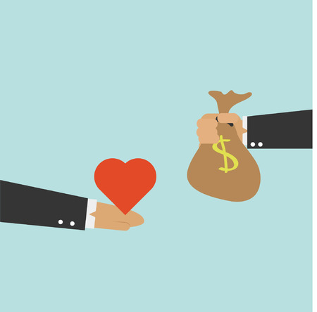 hands with money and heartのイラスト素材