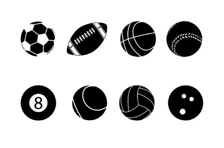 Collection Sports Balls Illustration Silhouettesのイラスト素材
