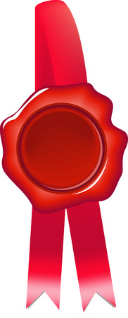 red wax seal on a red ribbonのイラスト素材