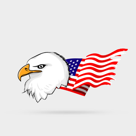 White eagle head with american flagのイラスト素材
