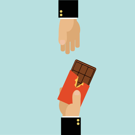 hand with  chocolateのイラスト素材