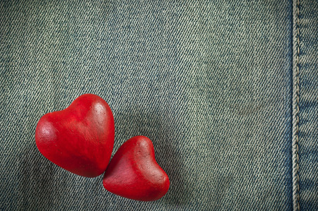 Heart shape on jeansの写真素材