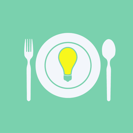 fork, spoon, dish and lampのイラスト素材