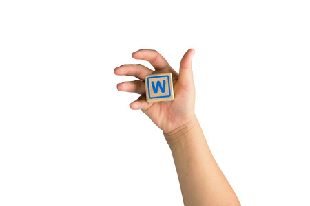 alphabet W in hand ,Instruction mediaの写真素材