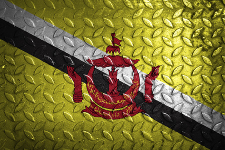 Brunei Darussalam flag,metal textureの写真素材