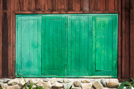 wooden windowsの写真素材