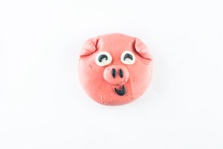 pig , clay on white backgroundの写真素材
