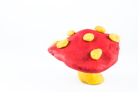 mushroom ,clay on white backgroundの写真素材