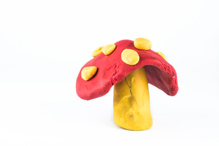 mushroom ,clay on white backgroundの写真素材