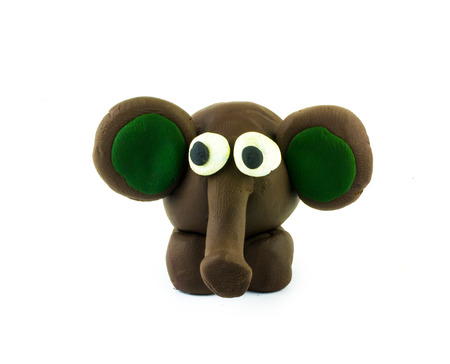 elephant  ,clay on white backgroundの写真素材