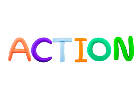 action,clay on white backgroundの写真素材