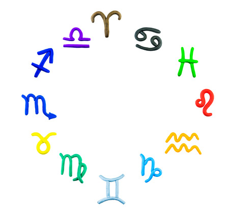 Zodiac,clay on white backgroundの写真素材