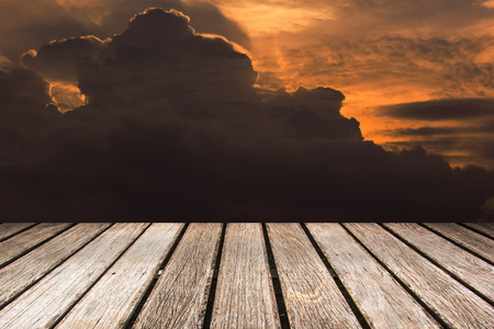 sky with wood pierの写真素材